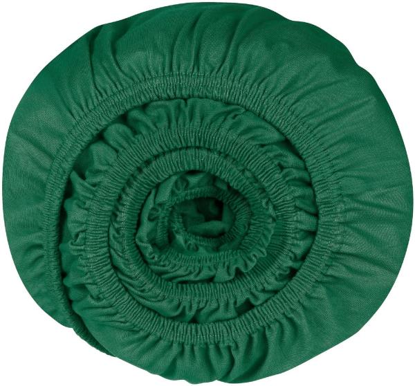 Schiesser 'Flexi' Spannbettlaken, Gummizug: rundum, für hohe Matratzen und Boxspringbetten geeignet, Made in Green, 95% Baumwolle und 5% Elastahan, Jersey-Elasthan, Dunkelgrün, 90x200 cm