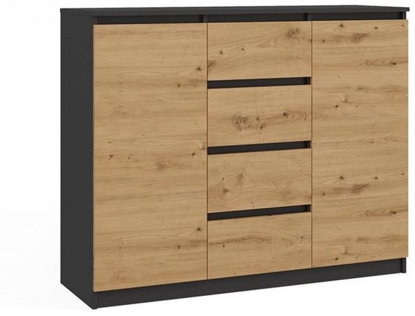 Raumhirsch Furniture Kommode Sideboard 120 cm breit (Maße 40 x 120 x 97 cm mit 2 Türen, 4 Schubladen), verschiedene Farben