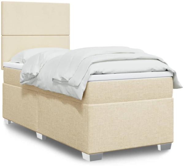 vidaXL Boxspringbett mit Matratze Creme 100x200 cm Stoff 3292697