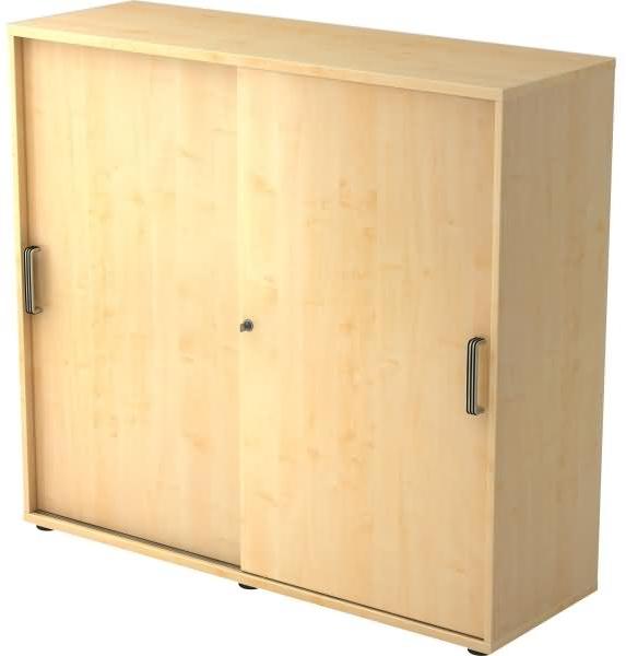 Büroschrank Aktenschrank Schiebetürenschrank, Ahorn, Streifengriff, 110 x 40 x 120 cm