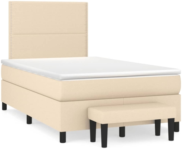 vidaXL Boxspringbett mit Matratze Stoff Creme 120x200 cm, Härtegrad: H2 [3136506]