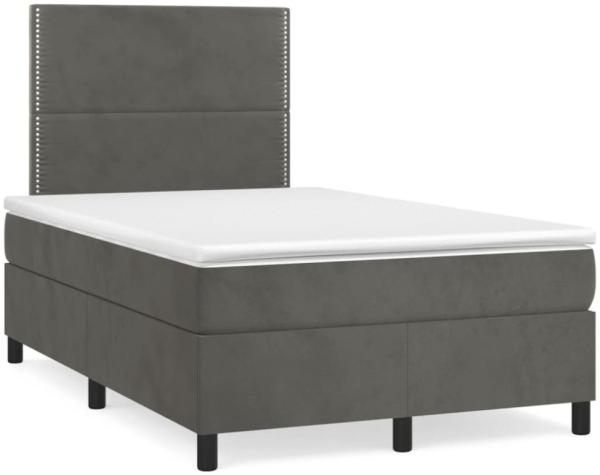 vidaXL Boxspringbett mit Matratze & LED Dunkelgrau 120x190 cm Samt 3270306