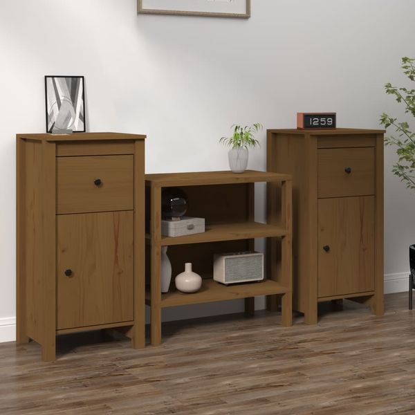 Sideboards 2 Stk. Honigbraun 40 x 35 x 80 cm Massivholz Kiefer [813761]
