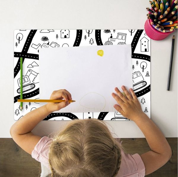 MuchoWow Platzset Kinder - Bagger - Traktor, (1-St), Kinder-Arbeitsunterlage Schreibtisch, Bastelmatte Kind, Zeichenmatte