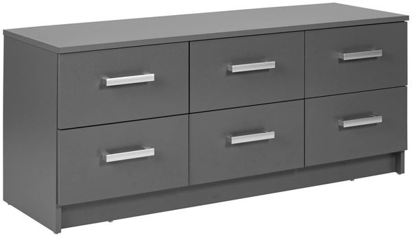 Schubladenkommode Lowboard ELENZIO 6 Graphit Grau mit 6 Schubladen