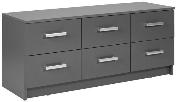 Schubladenkommode Lowboard ELENZIO 6 Graphit Grau mit 6 Schubladen