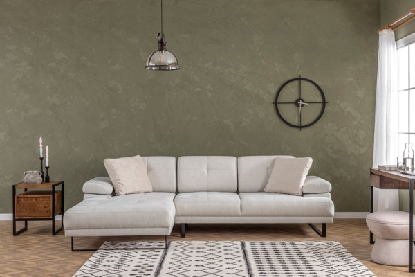 Ecksofa, 'Mustang', 83 x 174 x 314, Beige