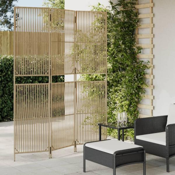 vidaXL Paravent 3-tlg. Beige Poly Rattan 365391