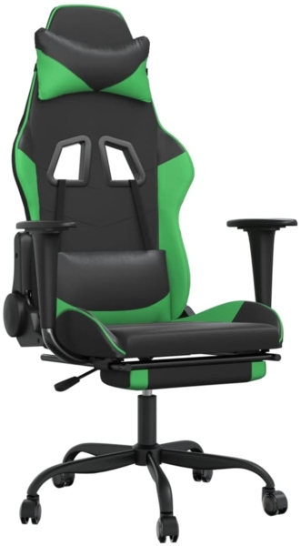 vidaXL Gaming-Stuhl mit Massage & Fußstütze Schwarz & Grün Kunstleder 345414