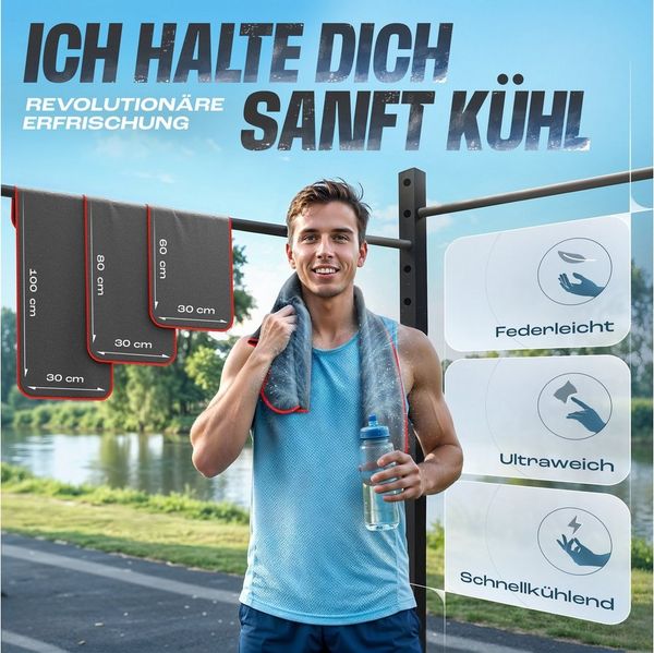 NirvanaShape Handtücher Kühl-Tuch eiskalt mit sofortiger Kühlwirkung kühlendes Handtuch, sofortiger Kühlwirkung, ultraleicht, Ideal für Sport & Freizeit