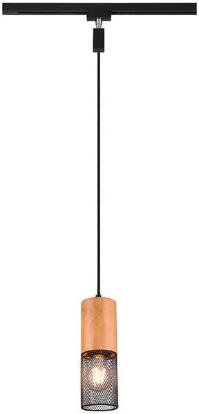 Kleine Pendelleuchte TOSH mit Holz Ø 8cm für DUOline Schienensystem