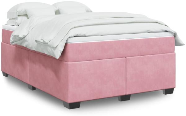 vidaXL Boxspringbett mit Matratze Rosa 140x190 cm Samt 3285286