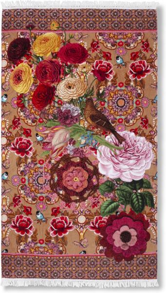 Velours Strandtuch ROMY, Motiv: Blumen, 100 x 180 cm