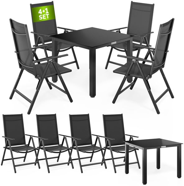 CASARIA® Aluminium Sitzgruppe 4+1 Vertellbare Hochlehner Anthrazit