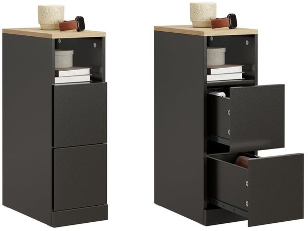 SoBuy Nachttisch FBT149, Nachtschrank Beistelltisch Nachtkommode Couchtisch, Holz, Nachttisch schmal, mit 2 Schubladen und Ablage, 1er Set/2er Set, Weiß