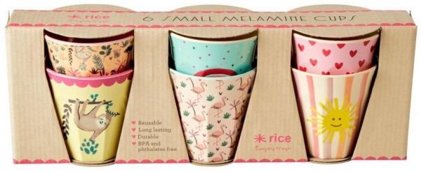 Rice - 6 Pcs Small Melamine Kids Cups - Multi Funky Print