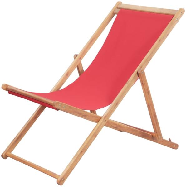 vidaXL Strandstuhl Klappbar Stoff und Massivholz Rot 43999