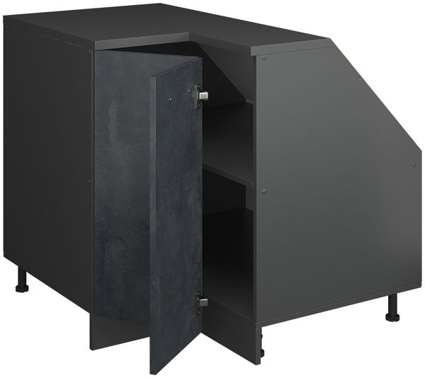 Eck-Küchenschrank für Dachschrägen R-Line Schwarz Beton 75.6 cm mit 1 Tür, Schrankkorpus 60 cm Tiefe Vicco Bild 3