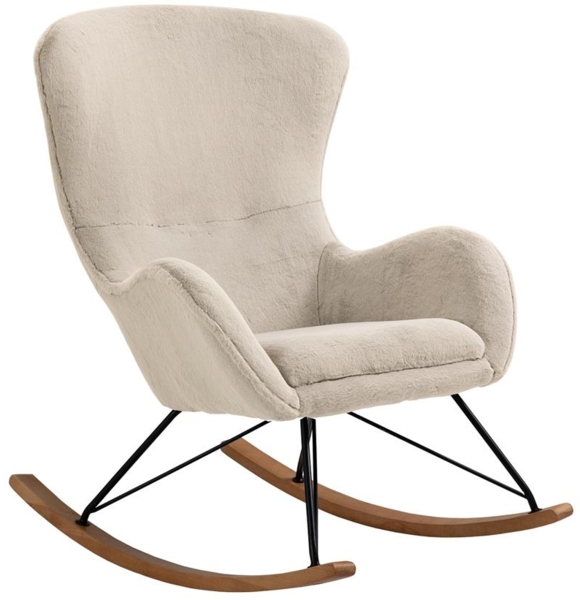 Schaukelstuhl Lammfelloptik Beige 70 x 94 x 102 cm