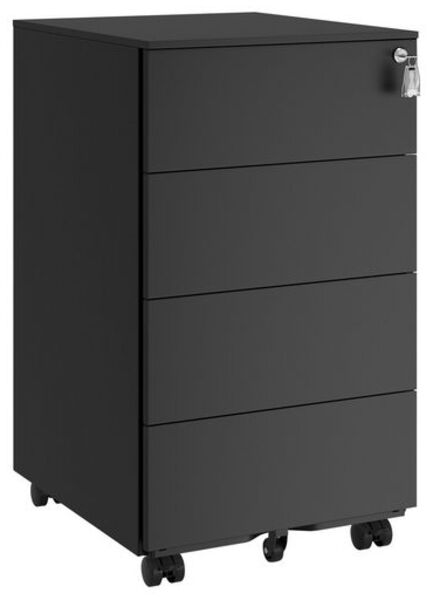 Songmics Rollcontainer abschließbar mit 4 Schubladen, Stahl tintenschwarz, 45,1 x 39 x 69,3 cm