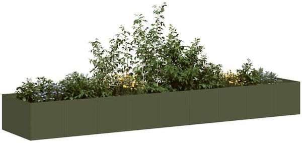 vidaXL Pflanzgefäß Olivgrün 360x80x40 cm Stahl 860769