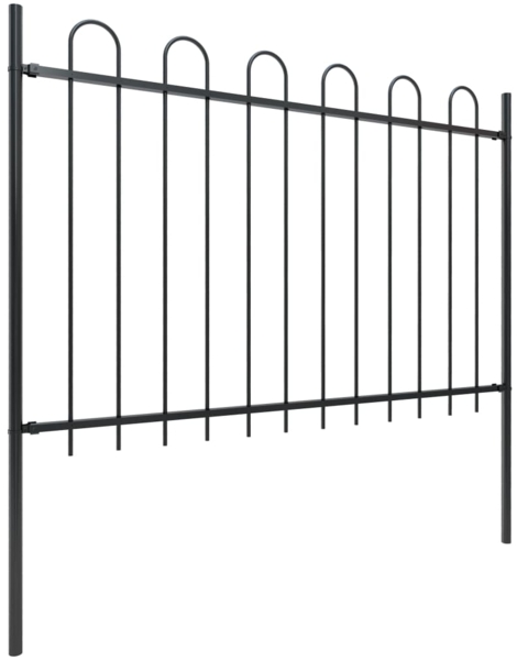 vidaXL Gartenzaun mit Rundbogen Stahl 1248 x 120 cm Schwarz 277671