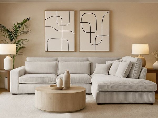 Beautysofa Ecksofa mit dekorativen Kissen PARMA, im modernes Design, klassische Polsterecke inklusive Wellenfedern, Ottomane links oder rechts wählbar