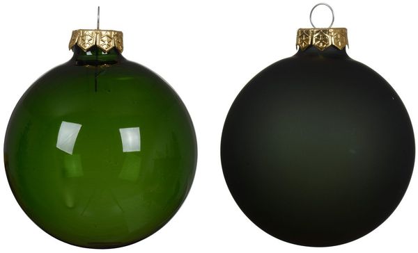 Kaemingk Weihnachtsbaumkugel, Weihnachtskugeln Glas 8cm 4 Stück - Piniengrün transparent