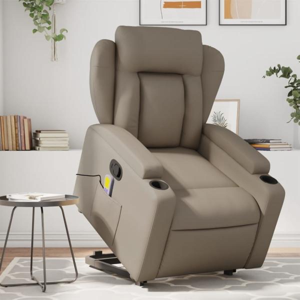 vidaXL Massagesessel mit Aufstehhilfe Cappuccino-Braun Kunstleder 3204557