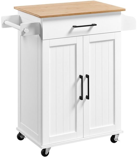 Yaheetech Küchenwagen, Servierwagen mit Schublade & 3 Schrank, Holzwerkstoff Weiß, 81,5 x 40 × 88,5 cm