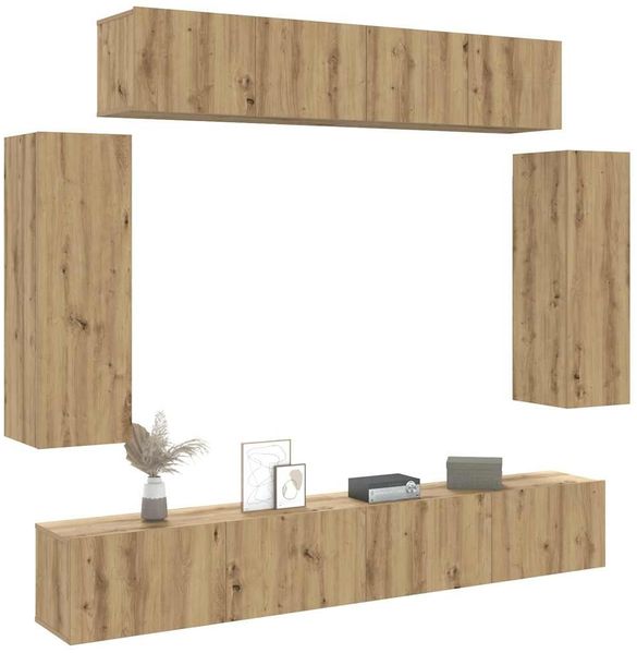 vidaXL 6-tlg. TV-Schrank-Set Wandmontage Artisan-Eiche Holzwerkstoff 3329002