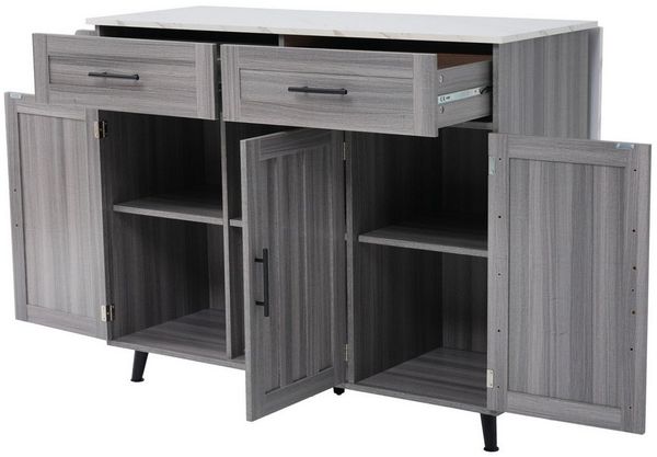 Flieks Küchenwagen mit erweiterbarer Arbeitsplatte (Rollen/Massivholzbeine austauschbar), (1 St, Rollen/Massivholzbeine austauschbar), Kücheninsel mit 3 Schubladen und 2 Türen Küchenschrank Sideboard