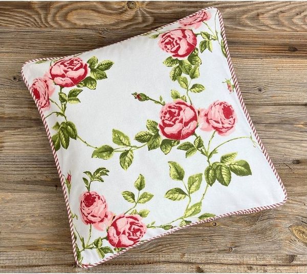 matches21 HOME & HOBBY Kissenbezüge Kissen-Bezug 40x40 cm Rosen Blumen rot weiß Baumwolle, (1 Stück), Wohnzimmer Kissen-Hülle als Deko-Kissen Zier-Kissen Sofa-Kissen