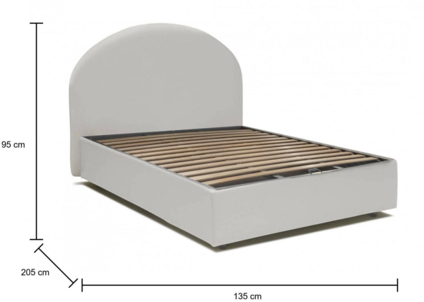 Dmora Doppelbett Aquanette, Bettkasten mit Kunstlederbezug, 100 % Made in Italy, Öffnung vorne, geeignet für Matratzen 120 x 190 cm, weiß Bild 3