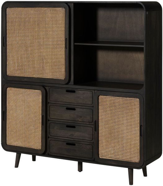 Highboard Mango 150x40x160 dunkelgrau lackiert VALENCIA #211