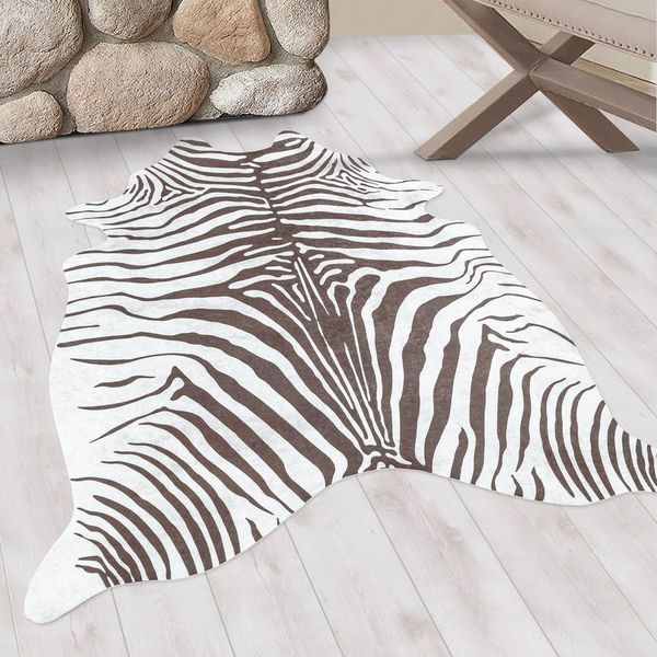 Villa Möbel Fellteppich Etoida, Rund, Höhe: 7 mm, Fellteppich Kuhfell Tigerfell imitat Digitaldruck Waschbar Rutschfest