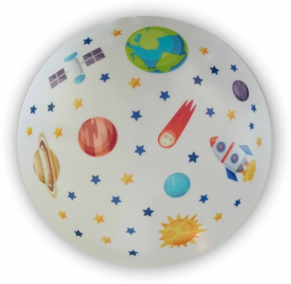Coole Deckenlampe mit Weltall Motiv fürs Kinderzimmer, bunt Ø 35cm