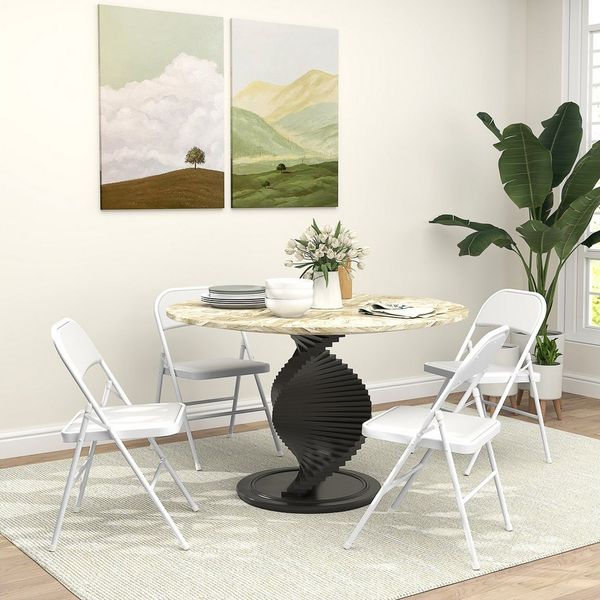 HOMCOM Klappstuhl Campingstuhl gepolstert (Klappbar Bürostuhl, 4 St), für Gäste, Büro, Camping, Weiß
