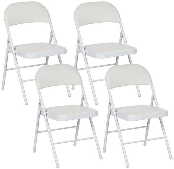 HOMCOM Klappstuhl Campingstuhl gepolstert (Klappbar Bürostuhl, 4 St), für Gäste, Büro, Camping, Weiß