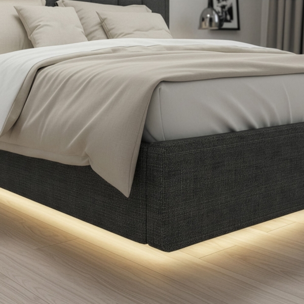 HOME DELUXE LED Bett MELURA Dunkelgrau - 180 x 200 cm Bild 2