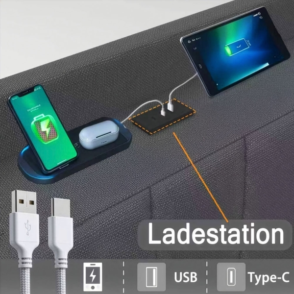 HOME DELUXE LED Bett MELURA Dunkelgrau - 180 x 200 cm Bild 5