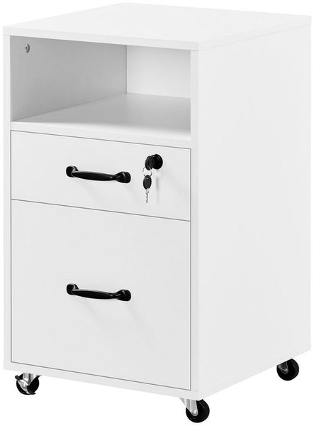 Yaheetech Aktenschrank Rollcontainer mit 2 schubladen, mobiler Büroschrank