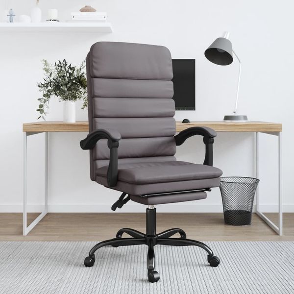 vidaXL Bürostuhl mit Massagefunktion Grau Kunstleder, Drehbar [349729]