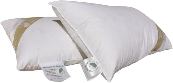 2 Stück Betten Hofmann Kopfkissen 30x50 Nackenkissen Federkissen 30% Daunen 300 g prall
