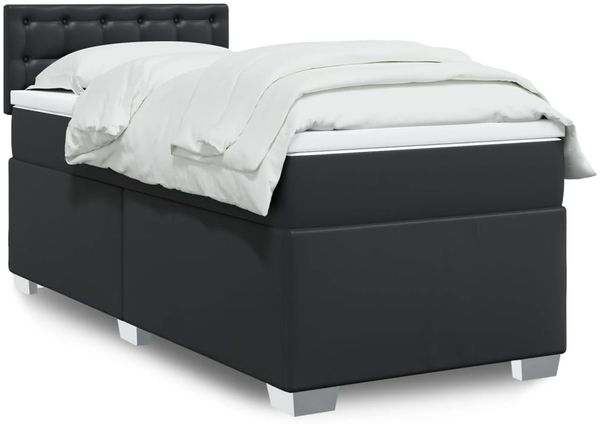vidaXL Boxspringbett mit Matratze Schwarz 80x200 cm Kunstleder 3286096