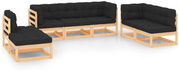 vidaXL 7-tlg. Garten-Lounge-Set mit Kissen Massivholz Kiefer 3083816