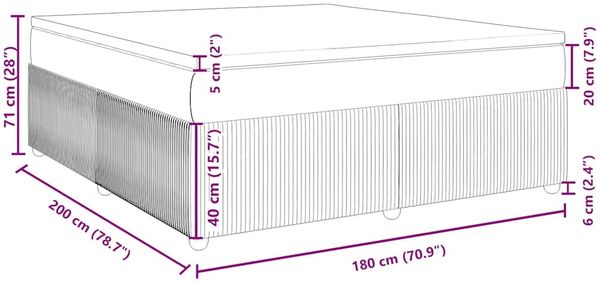 vidaXL Boxspringbett mit Matratze Dunkelblau 180x200 cm Samt 3285660 Bild 12