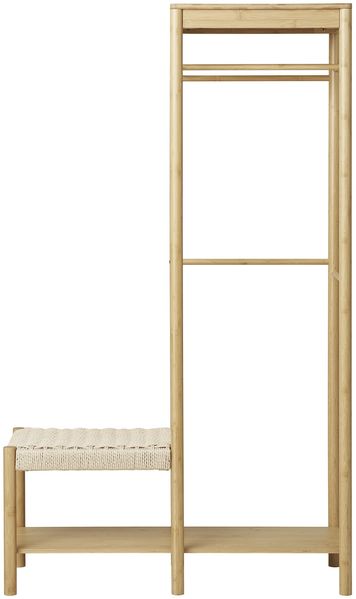 House Nordic Kleiderständer mit Bank aus Naturgeflecht, Bambus, natur, 36x95x165