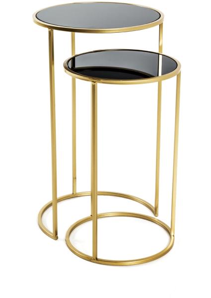 Satztisch >Cardiff 3< in gold-schwarz aus Stahlrohr, SHG 5 mm - 50/60cm (H)