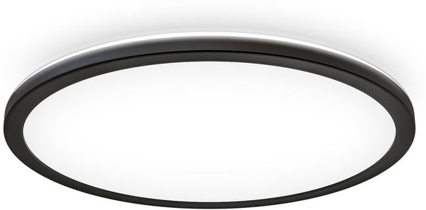 B.K.Licht Deckenleuchte LED Panel flach schwarz 42cm rund mit Backlight - BKL1331, LED fest integriert, 4000K - Neutralweiß, Deckenlampe 230V Wohnzimmer Büro Küche 22W 3000lm